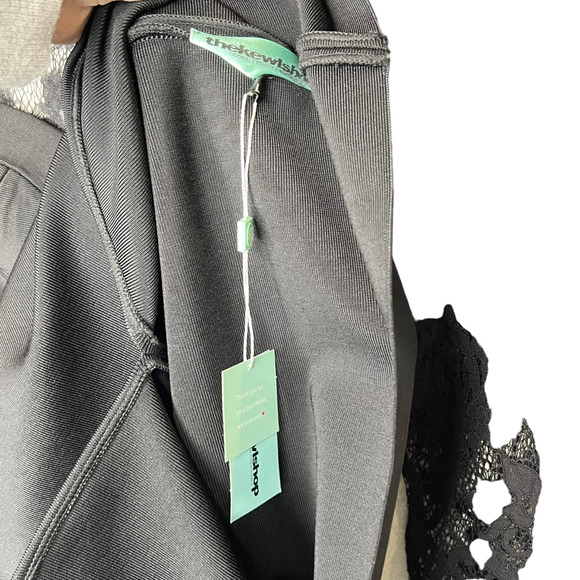 NEW DESIGNER BLACK LACE LONG SLEEVE CLASSIC BANDAGE DRESS SWEETHEART NECK SIZE L - Picture 11 of 16